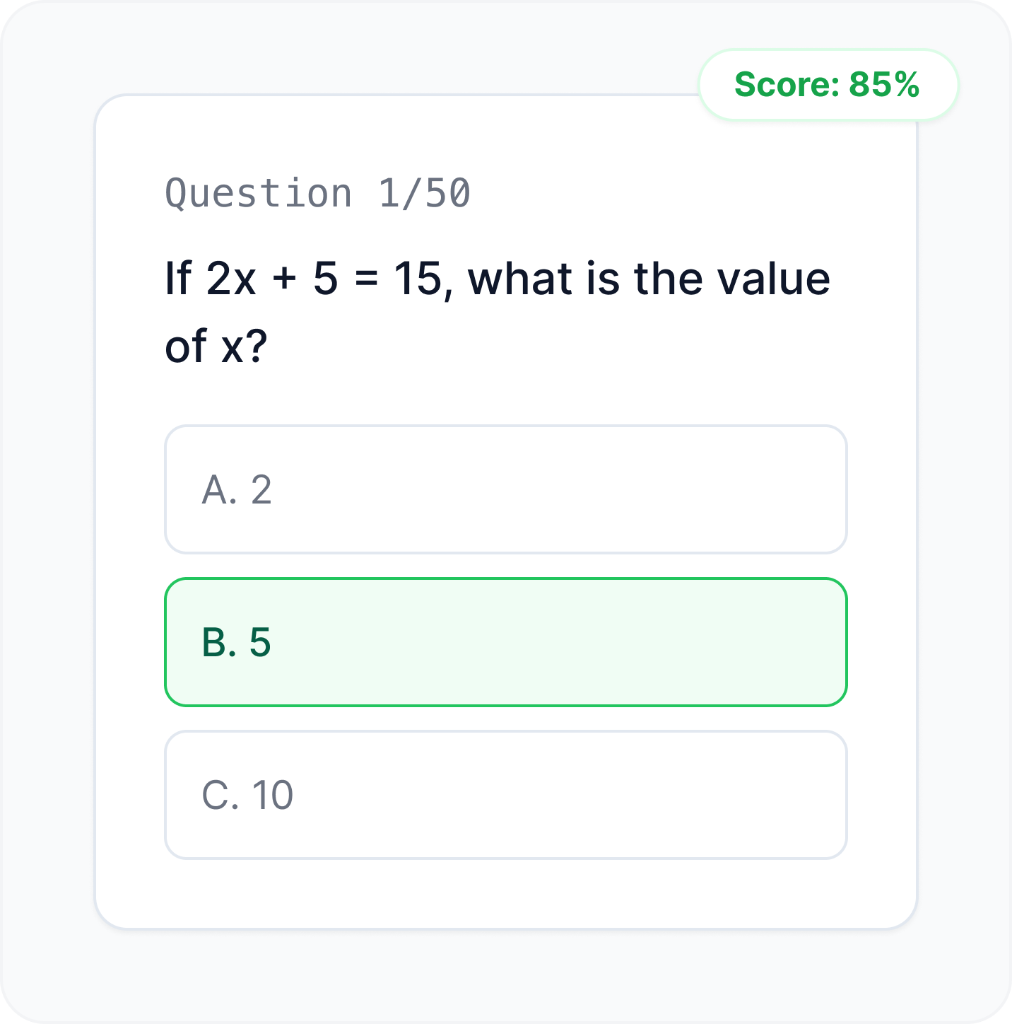 CBT practice interface showing a sample JAMB question