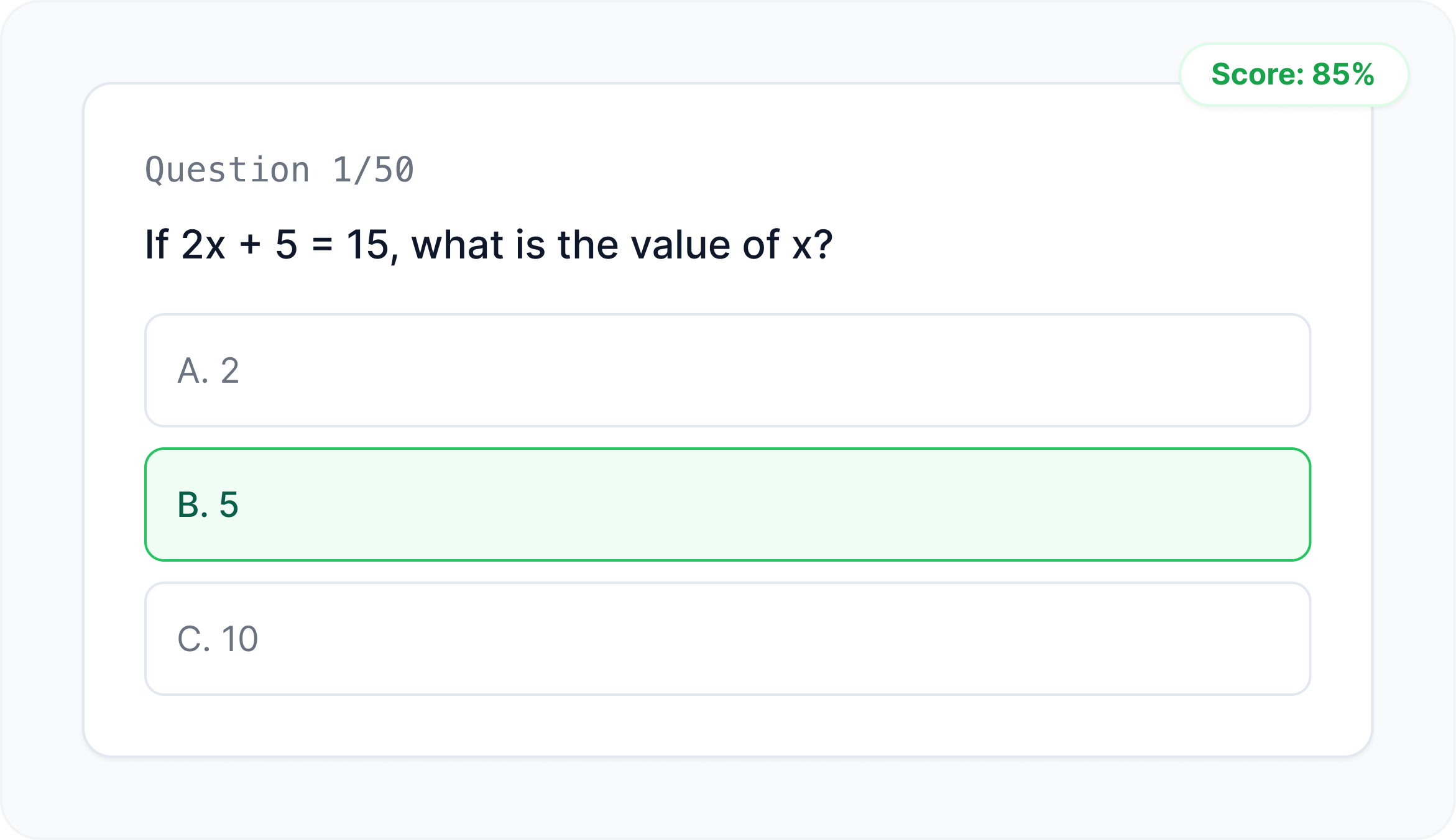 CBT practice interface showing a sample JAMB question