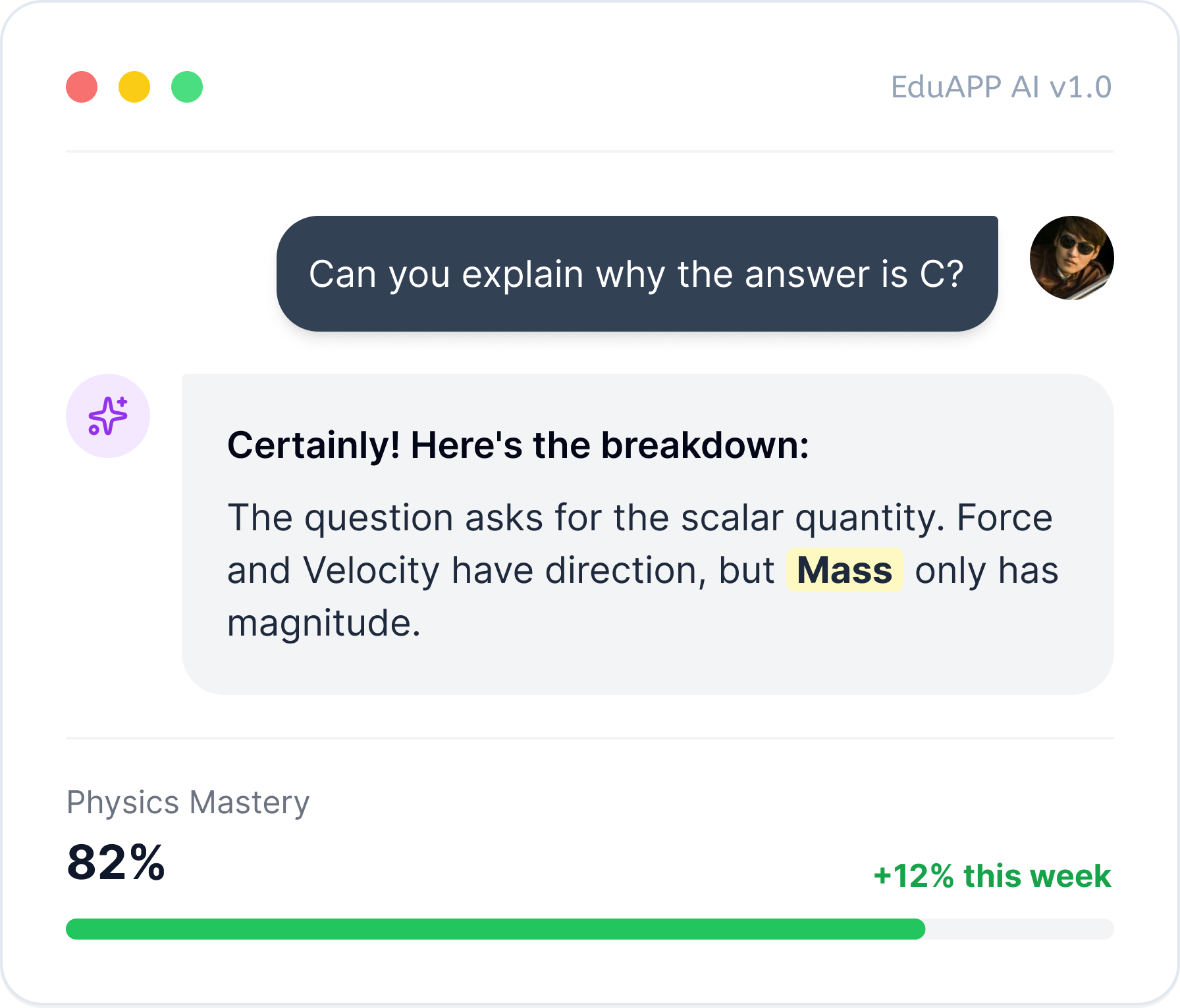 EduApp AI explaining an exam answer